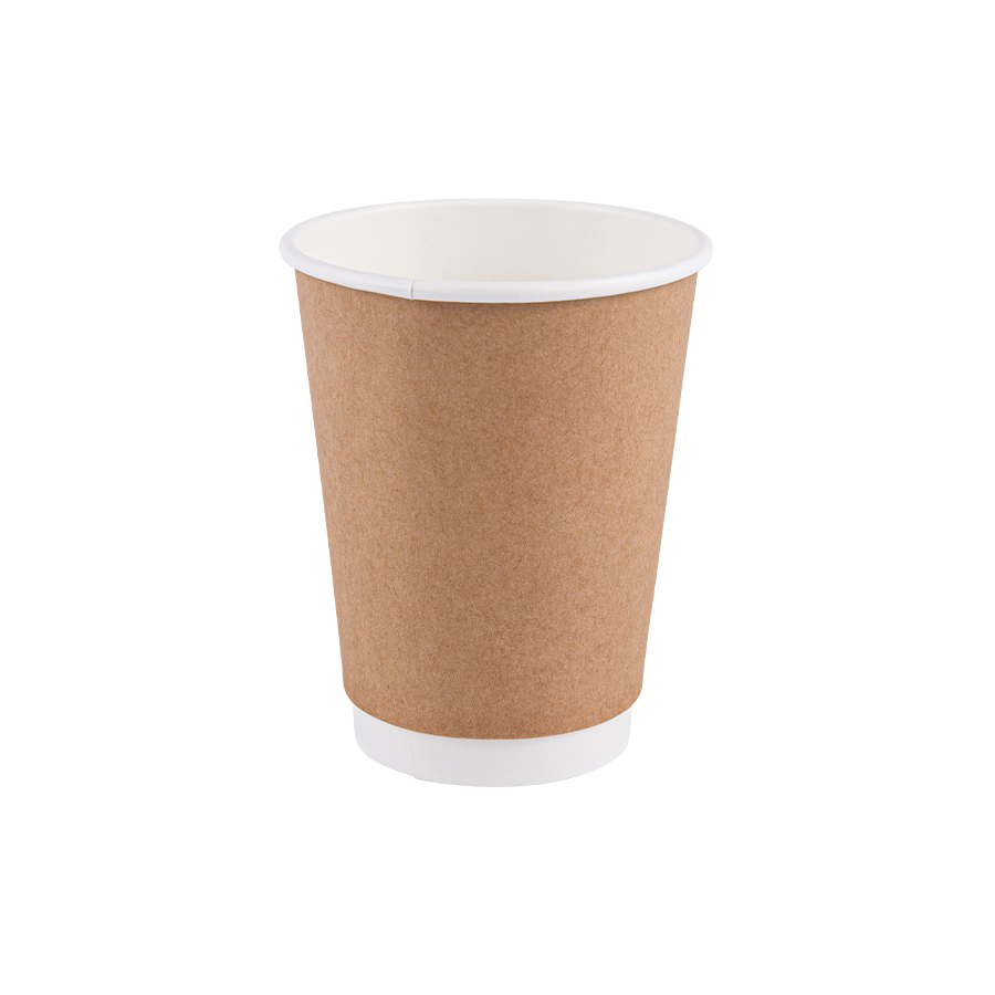 Bicchiere di carta Kraft a doppia parete da 8 once con rivestimento senza plastica compostabile in casa e isolamento termico