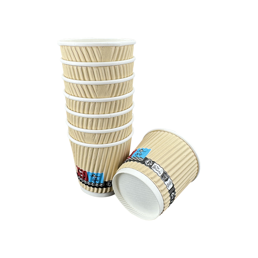 Bicchieri di carta da caffè isolati usa e getta da parete ondulata da 4 once